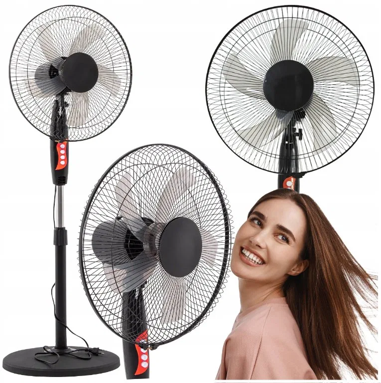 WIATRAK WENTYLATOR STOJĄCY REGULACJA OSCYLACJA CICHY MOCNY 45W 45CM WYSOKI