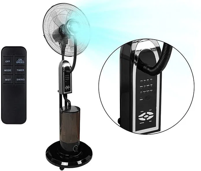 Wentylator  stojący 16" 90W z funkcją mgiełki CZARNY