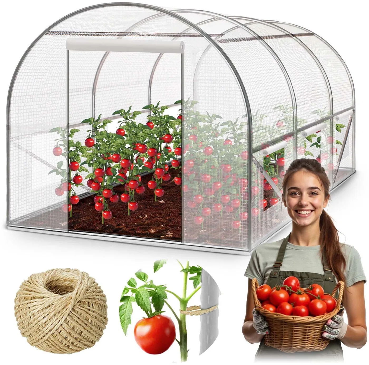 Tunel ogrodowy 2 x 3 m (6m2) biały Plonos
