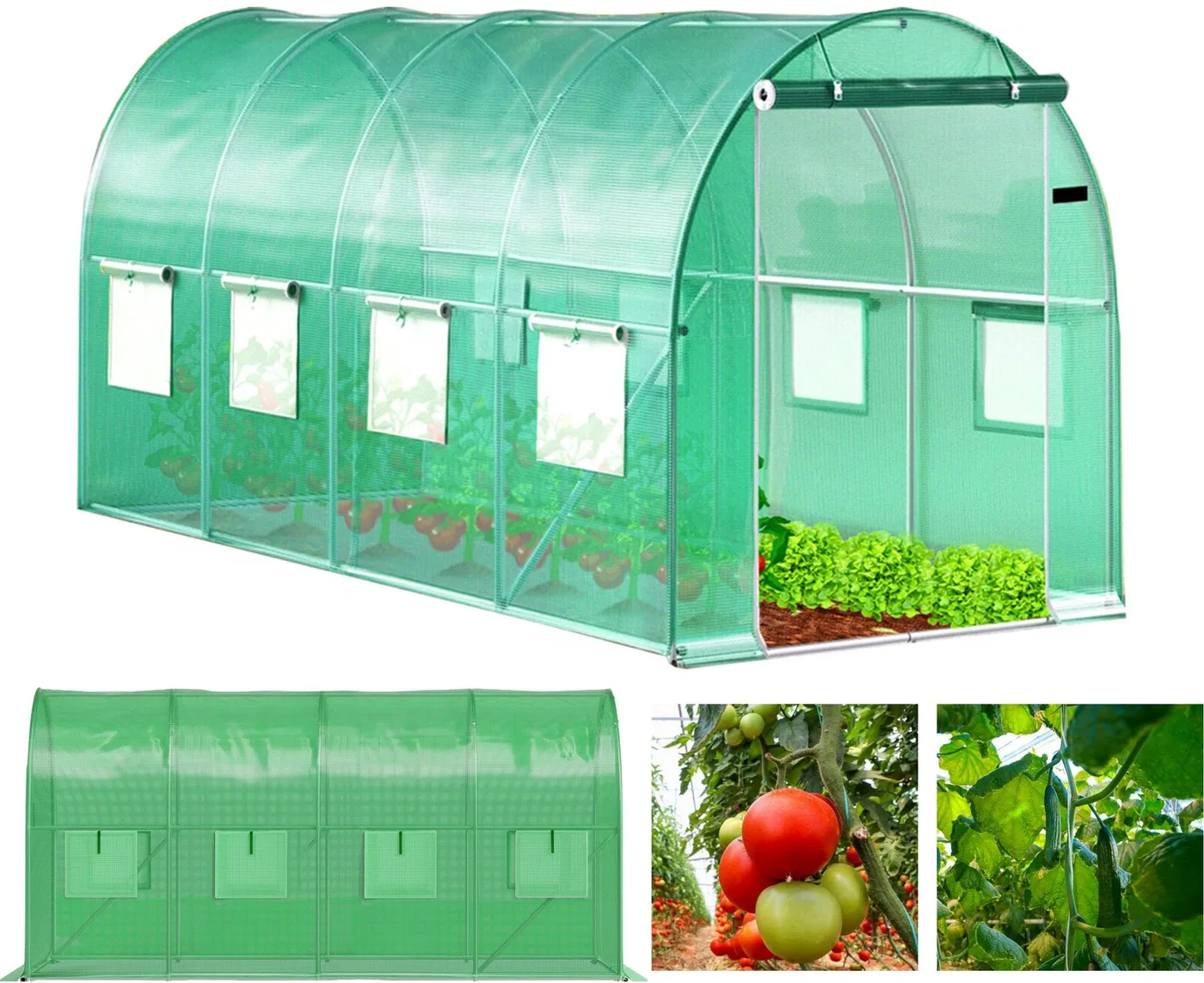 Tunel ogrodowy zielony foliowy szklarnia folia 4x2x2m 8m
