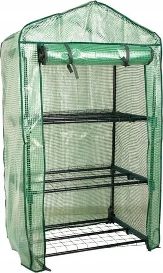 Miniszklarnia balkonowa ogrodowa z pólkami 69x49x25cm Zielona na warzywa