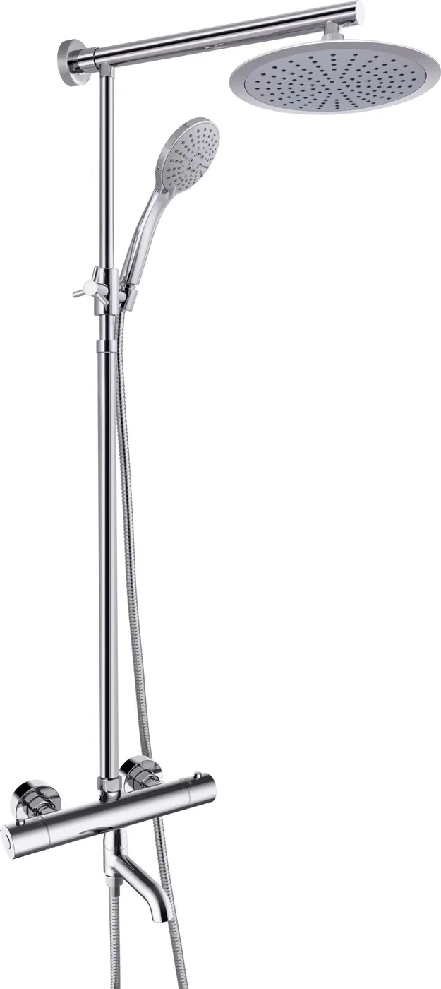 Shower system RUBINETA ETNA+THERMO-10: rain and hand shower, thermostat, swivel spout