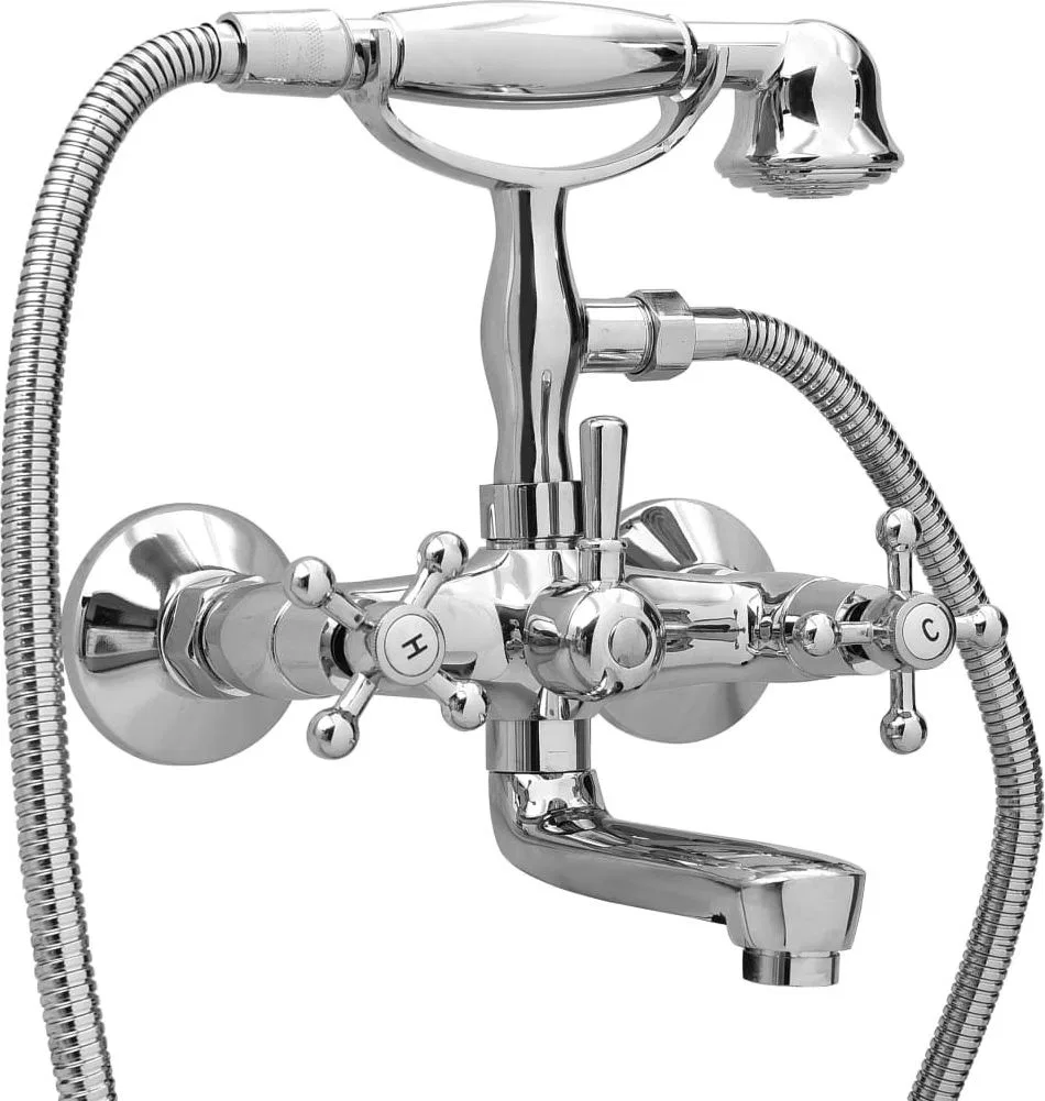 Bateria wannowa vidaXL Retro ścienne chrom (146491)