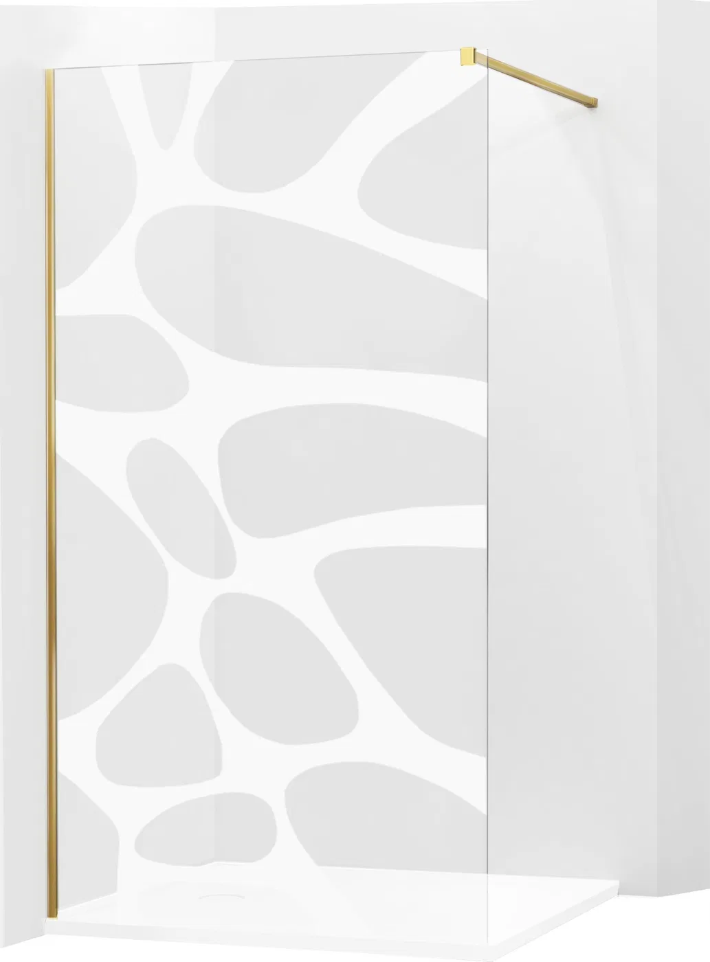 Mexen Mexen Kioto ścianka prysznicowa 80 x 200 cm, transparent/biały wzór 8 mm, złoty - 800-080-101-50-97