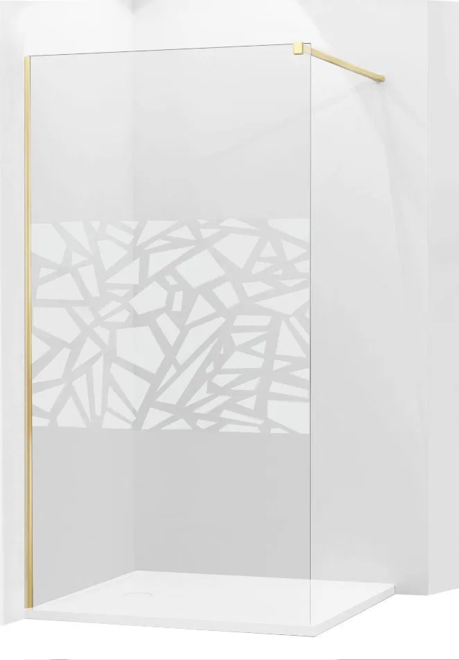 Mexen Mexen Kioto ścianka prysznicowa 80 x 200 cm, transparent/biały wzór 8 mm, złoty - 800-080-101-50-85