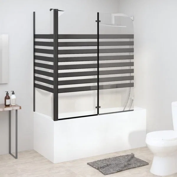 vidaXL Parawan wannowy w paski, 120x68x130 cm, szkło hartowane