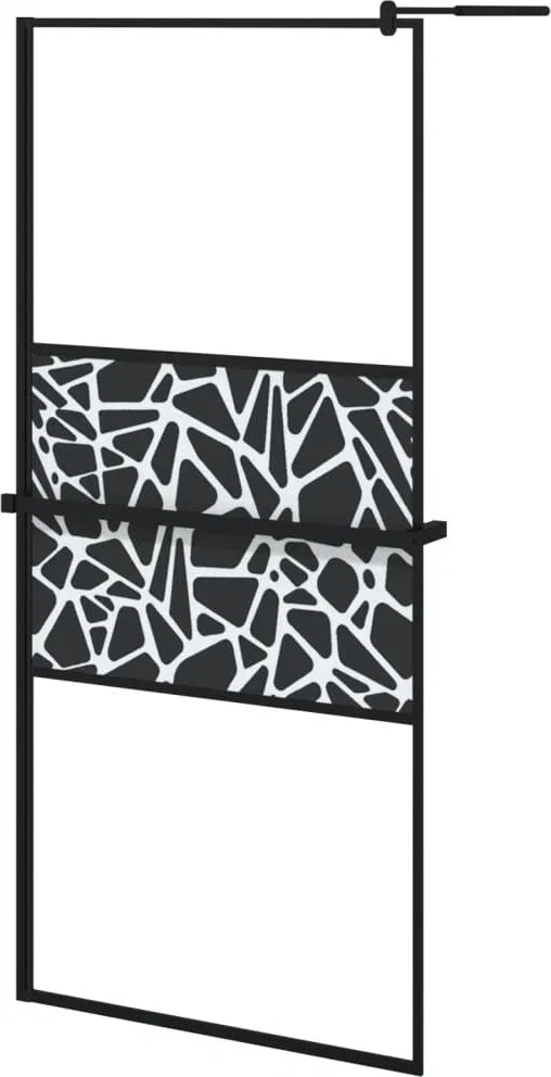 vidaXL vidaXL Ścianka prysznicowa z półką, czarna, 90x195 cm, ESG i aluminium