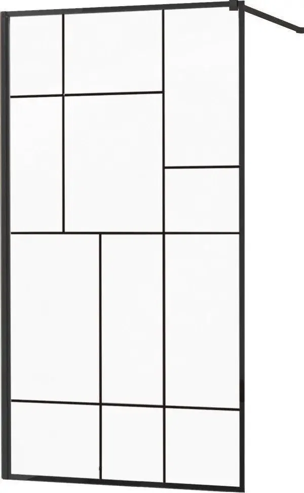 Mexen Mexen Kioto ścianka prysznicowa 120 x 200 cm, transparent/czarny wzór 8 mm, czarny - 800-120-101-70-78
