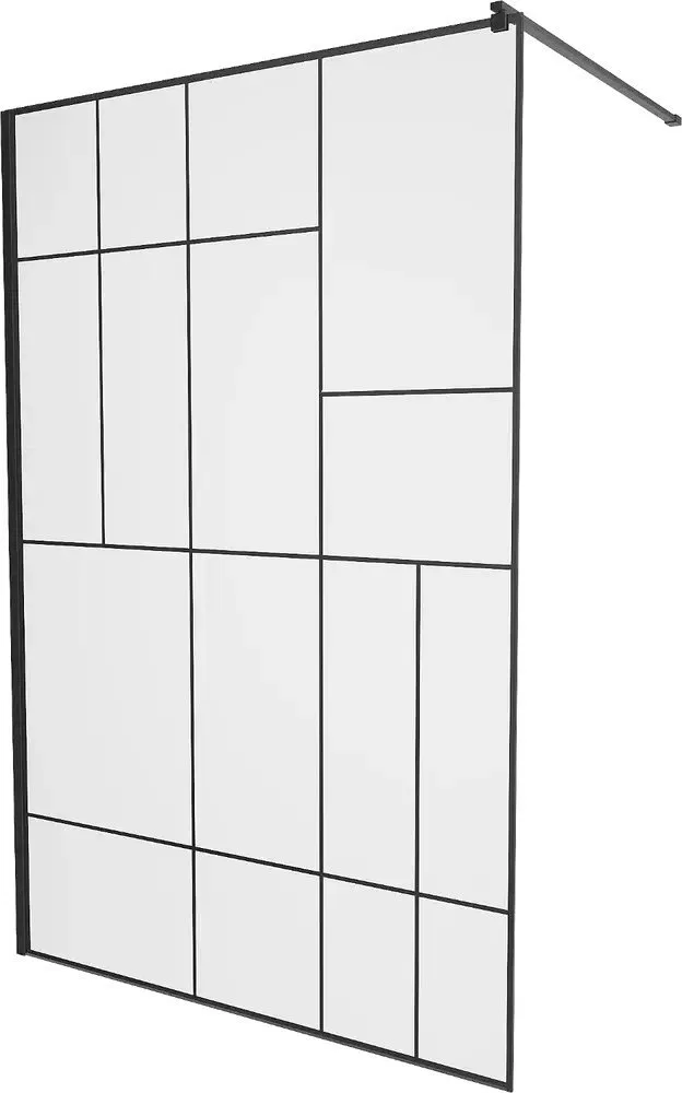 Mexen Mexen Kioto ścianka prysznicowa 130 x 200 cm, transparent/czarny wzór 8 mm, czarny - 800-130-101-70-78