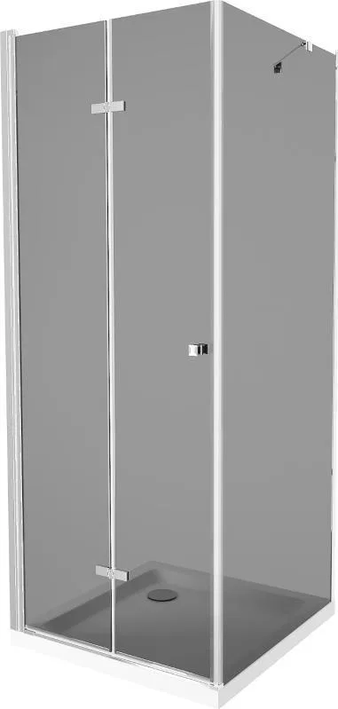 Mexen Mexen Lima kabina prysznicowa składana 90 x 90 cm, grafit, chrom + brodzik Flat, biały - 856-090-090-01-40-4010