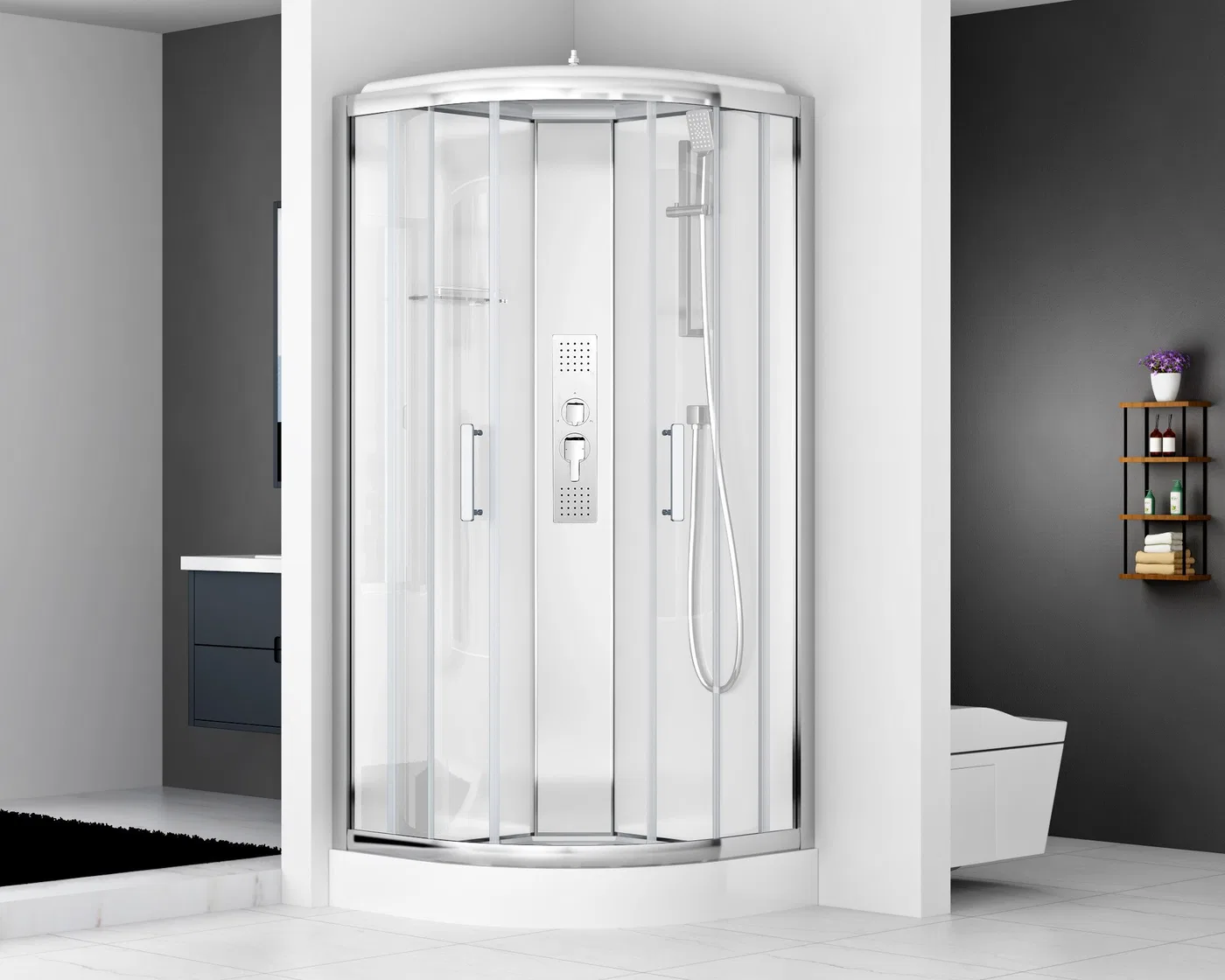CHROME QUICK INSTALL SHOWER CABIN