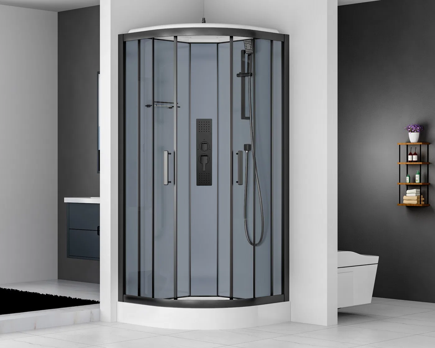 BLACK QUICK INSTALL SHOWER CABIN
