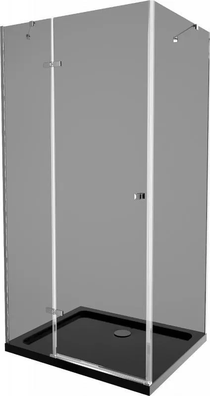 Mexen Mexen Roma kabina prysznicowa uchylna 100 x 80 cm, grafit, chrom + brodzik Flat, czarny - 854-100-080-01-40-4070