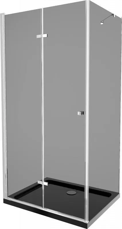 Mexen Mexen Lima kabina prysznicowa składana 100 x 80 cm, grafit, chrom + brodzik Flat, czarny - 856-100-080-01-40-4070