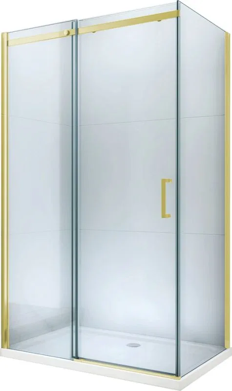 Mexen Mexen Omega kabina prysznicowa rozsuwana 100 x 70 cm, transparent, złoty brodzik Flat - 825-100-070-50-00-4010