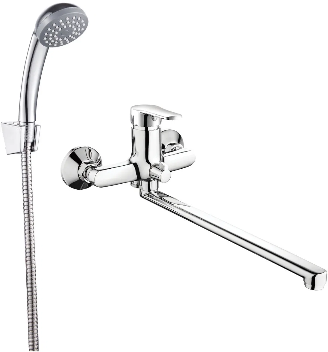 INVENA VERSO bathroom faucet, long spout, with shower system