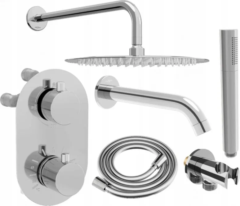 Zestaw prysznicowy Mexen Mexen Kai DR70 zestaw wannowo-prysznicowy podtynkowy z deszczownicą 30 cm, chrom - 77602DR70301-00