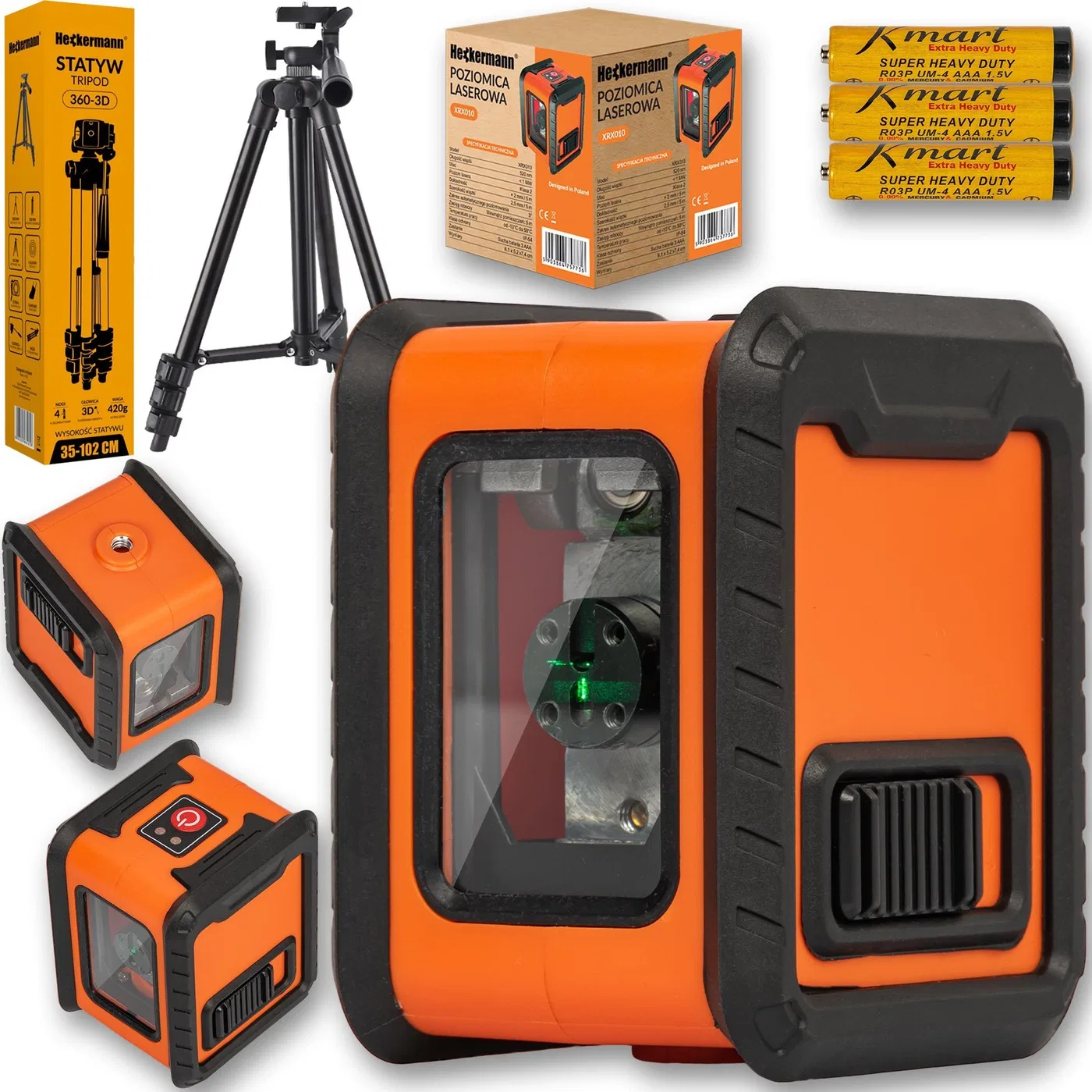 Heckermann Zestaw Poziomica laserowa Heckermann XRX010 v.2 + Tripod