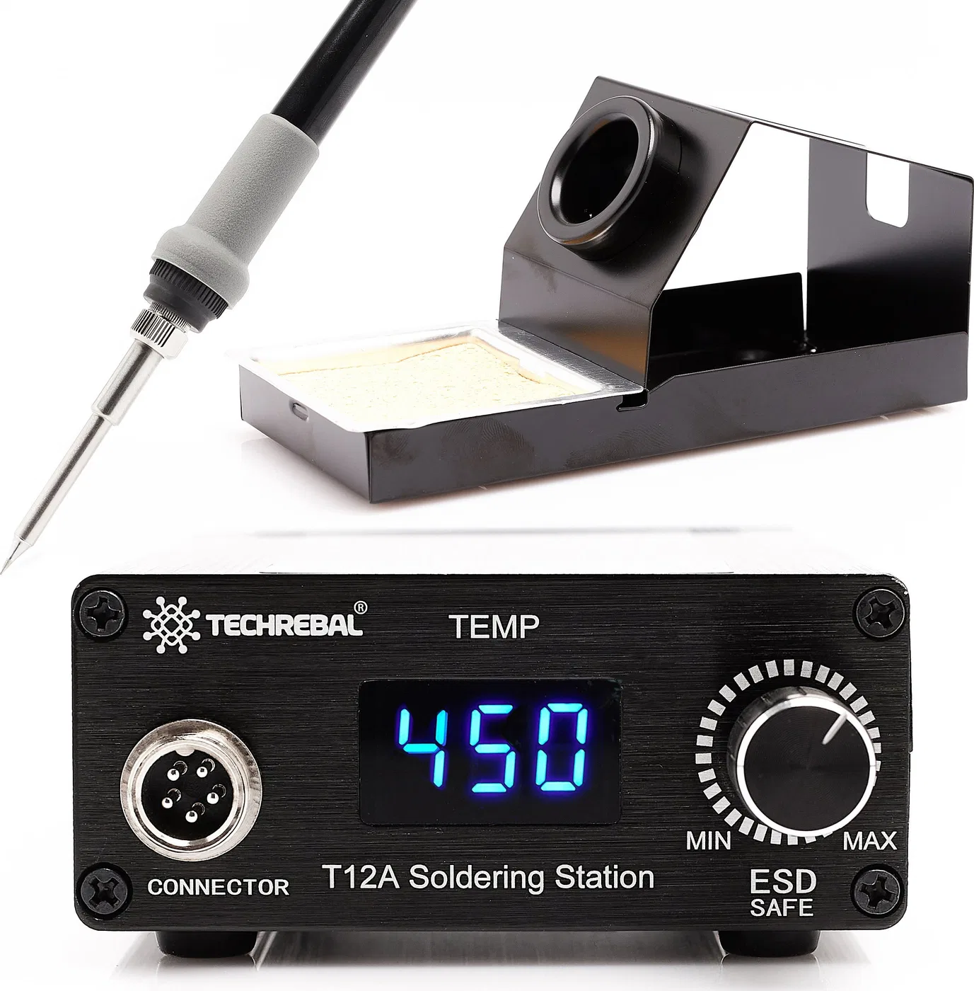 Zestaw Stacja Lutownicza Grotowa Techrebal T12 75W + 3 Groty + Akcesoria