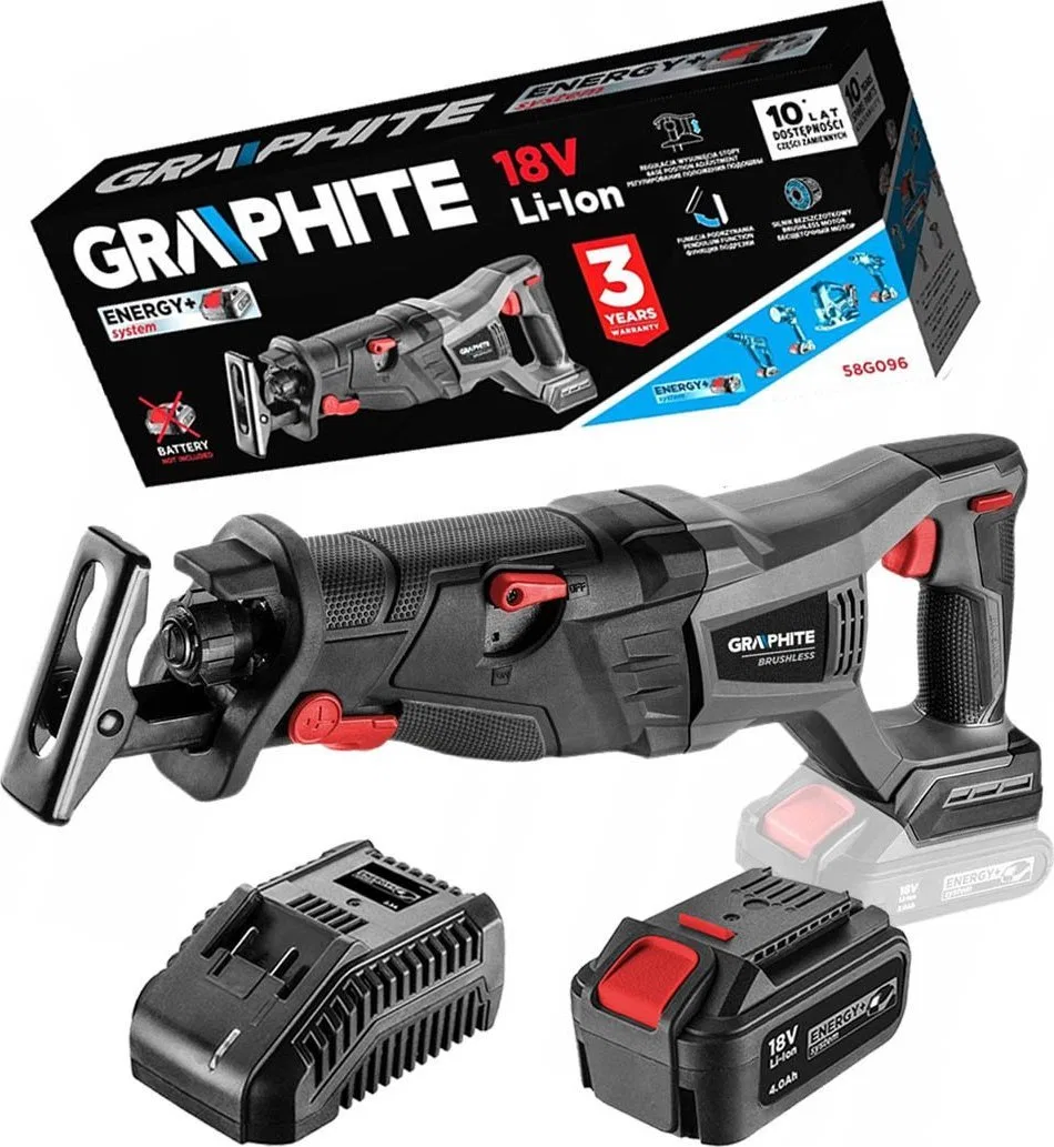 Piła szablasta Graphite 58G096 PILARKA SZABLOWA BEZSZCZOTKOWA + AKUMULATOR