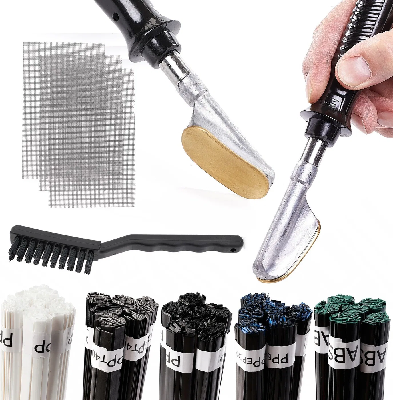 Spawarka do Plastiku Żelazko Lutownica 50W Spoiwa Plastiki Siatka Zestaw