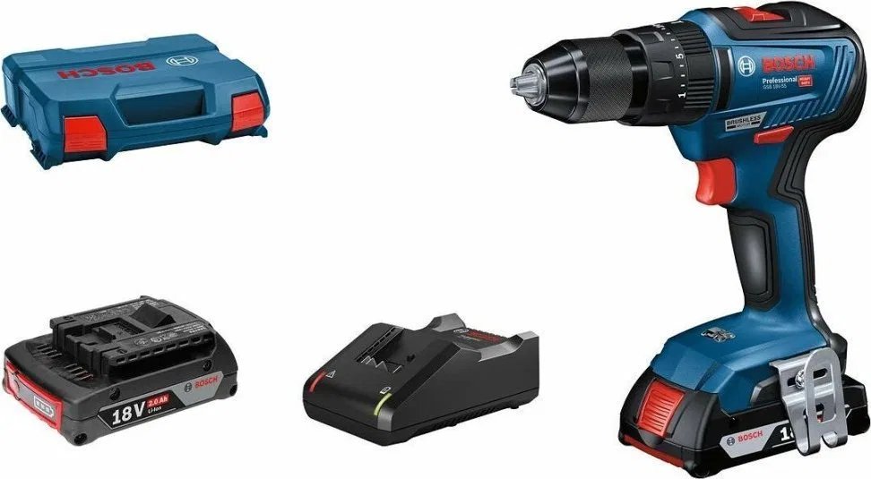 Wiertarko-wkrętarka Bosch Bosch cordless impact drill GSB 18V-55 Professional, 18Volt (blue/black, 2x Li-ion battery 2.0Ah, in L
