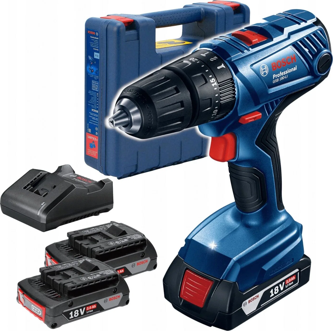 Wiertarko-wkrętarka Bosch GSR 180-LI 18 V 2 x akumulator 2 Ah (06019F8109)