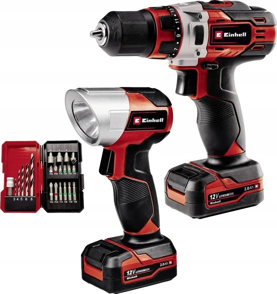 Wiertarko-wkrętarka Einhell Einhell Cordless Drill TE-CD 12/1 +22+CL, 12V (red/black, 2x Li-Ion battery 2Ah, 22-piece bit and dr