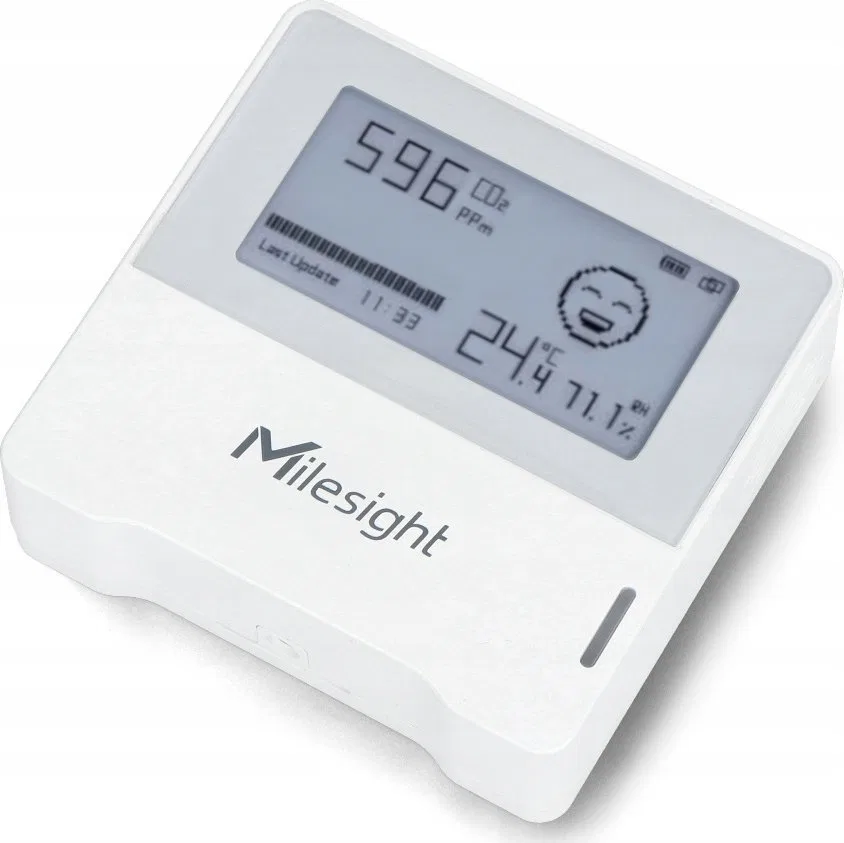 MILESIGHT Milesight AM103 Czujnik jakości powietrza LoRaWAN z wyświetlaczem E-INK 3w1 Pomiar: Temperatury Wilgotności CO2 Kompak