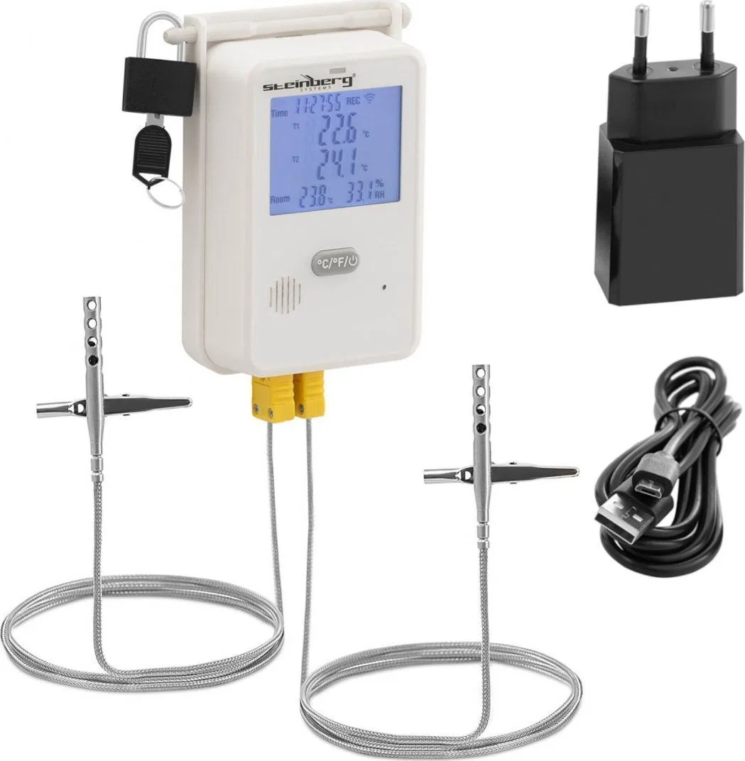 Steinberg Termohigrometr rejestrator temperatury i wilgotności LCD USB Wi-Fi zakres 0-100% -50-350C