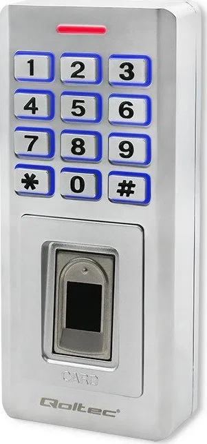 Qoltec Zamek szyfrowy OBERON z czytnikiem linii papilarnych | RFID | kod| karta | brelok | dzwonek | IP68 | EM