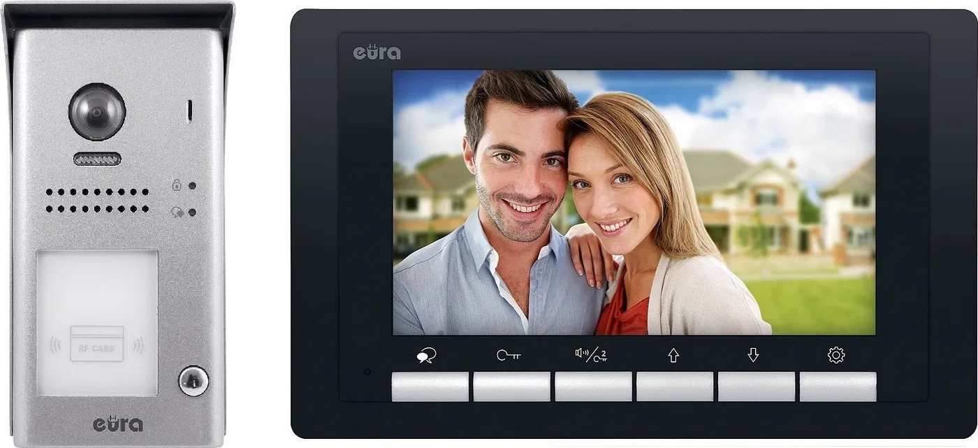 Eura Wideodomofon EURA VDP-61A5/N BLACK 2EASY - jednorodzinny, LCD 7'', czarny, RFID, natynkowy