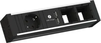 Bachmann BACHMANN VENID 2x gniazdo z uziemieniem, 2x ABD 1x ładowarka USB, czarny
