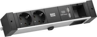 Bachmann BACHMANN DESK RAIL 2x gniazdo z uziemieniem 1x ładowarka USB 1x ABD