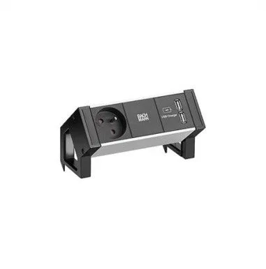BACHMANN DESK2 ALU BLACK 1xUTE 1xUSB Ładowarka 0,2m GST18