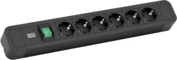 Bachmann BACHMANN PRIMO2 gniazdo 6x styk uziemiony, aluminiowe, z wyłącznikiem, czarne, 2 m