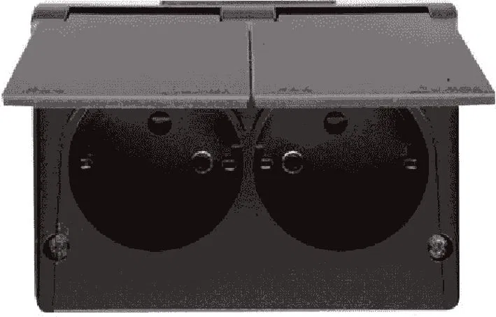 Kontakt-Simon Simon 54 Gniazdo bryzgoszczelne podwójne z/u Schuko IP44 z przesłonami wersja skandynawska antracyt EGSZ2NZB/48