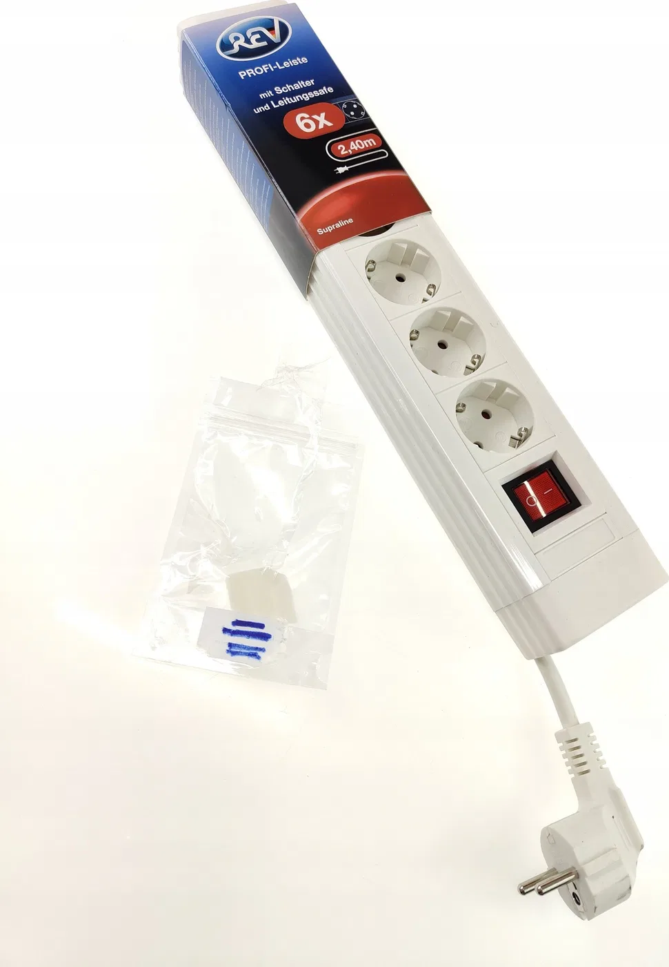REV REV Outlet Strip 6-fold 2,4m Supraline w. switch white
