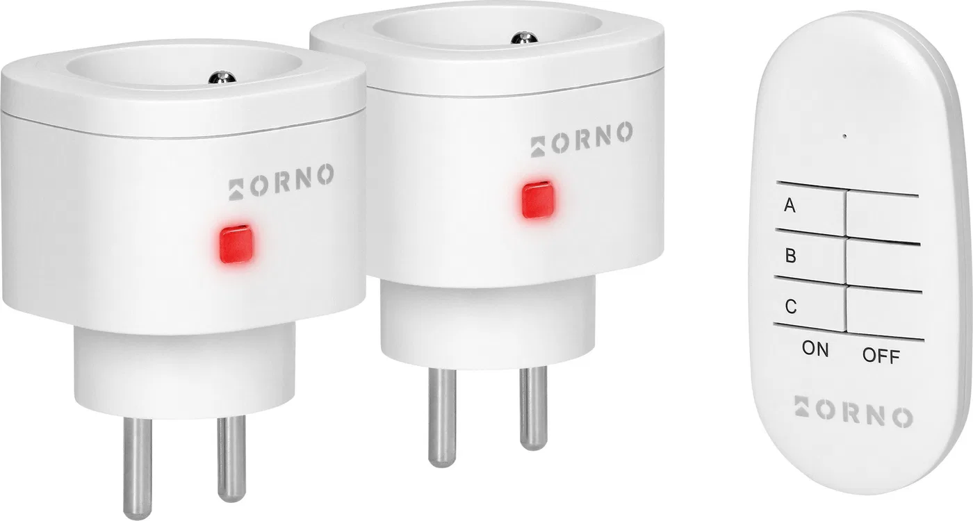 Orno Zestaw bezprzewodowych białych gniazd sterowanych pilotem 2+1 OR-GB-462 Orno