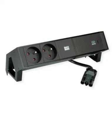 BACHMANN DESK2 2xUTE 1xUSB C 60W 0.2m GST18 RAL9005
