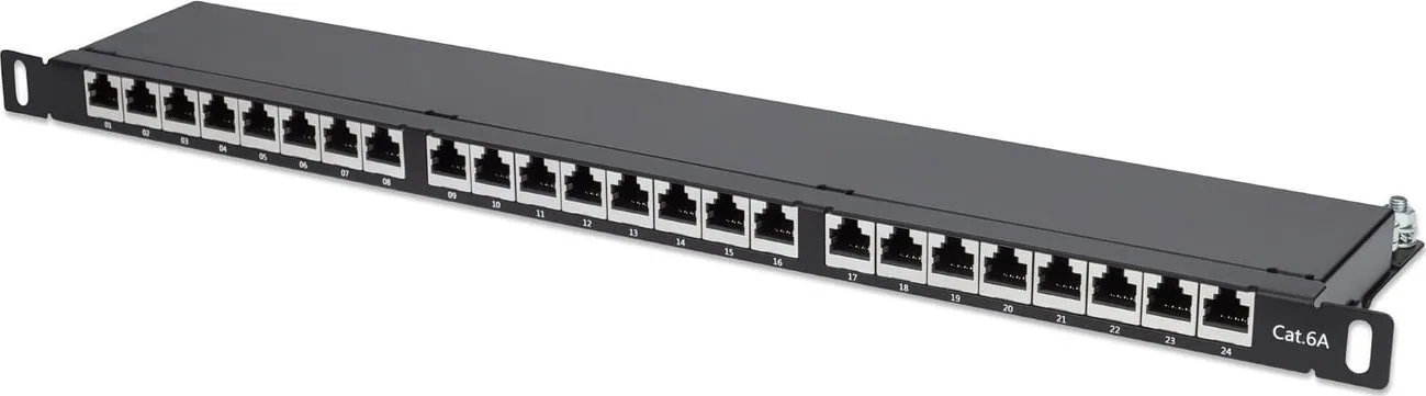 Intellinet Network Solutions INTELLINET 19" 24-Port Cat6a Patchpanel FTP 0,5 HE schwarz