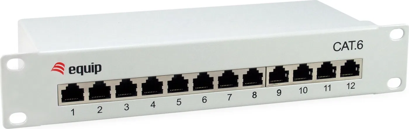 Equip Equip Patchpanel 12x RJ45 Cat6  10" FTP 1HE ISO/IEC hellgrau