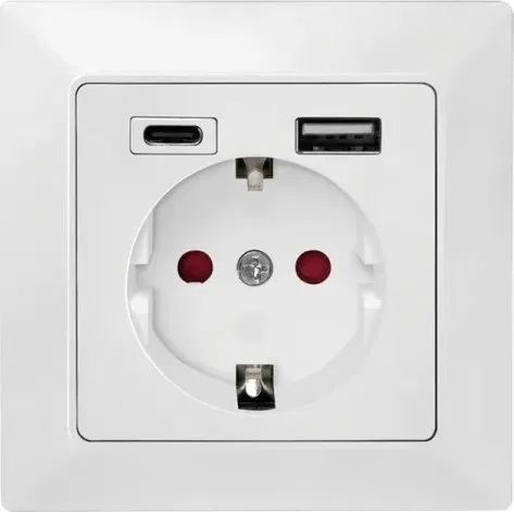 LogiLink PA0262 gniazdko elektryczne CEE 7/3 + USB Biały
