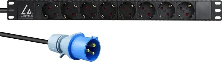 Lanview Lanview LVR-3MIEC-LIC-SCH8 rozdzielacz zasilania PDU 8 x gniazdo sieciowe 1U Czarny