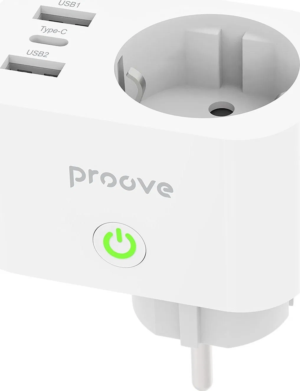 Inteligentne Gniazdko Sieciowe Wi-Fi Wtyczka 230V AC 2x USB 1x USB-C Proove / Rapid Smart Socket PD-02