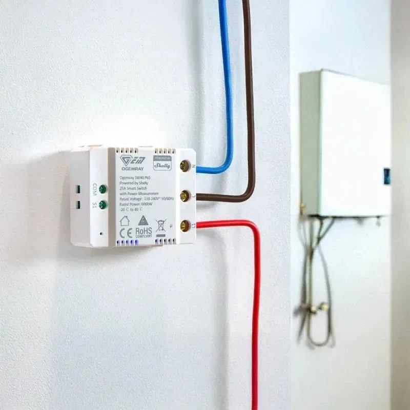 Shelly Plug & Play "PbS Ogemray Smart Relay 25A" Großgeräte Relais max 25A Messfunktion WLAN Lan BT