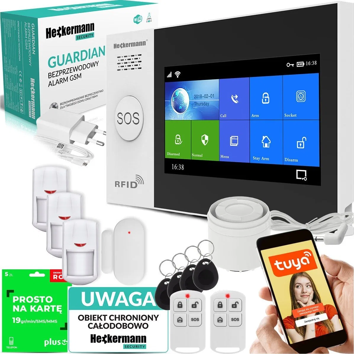 Heckermann Alarm GSM Heckermann Guardian V Tuya BOX + 2xPIR