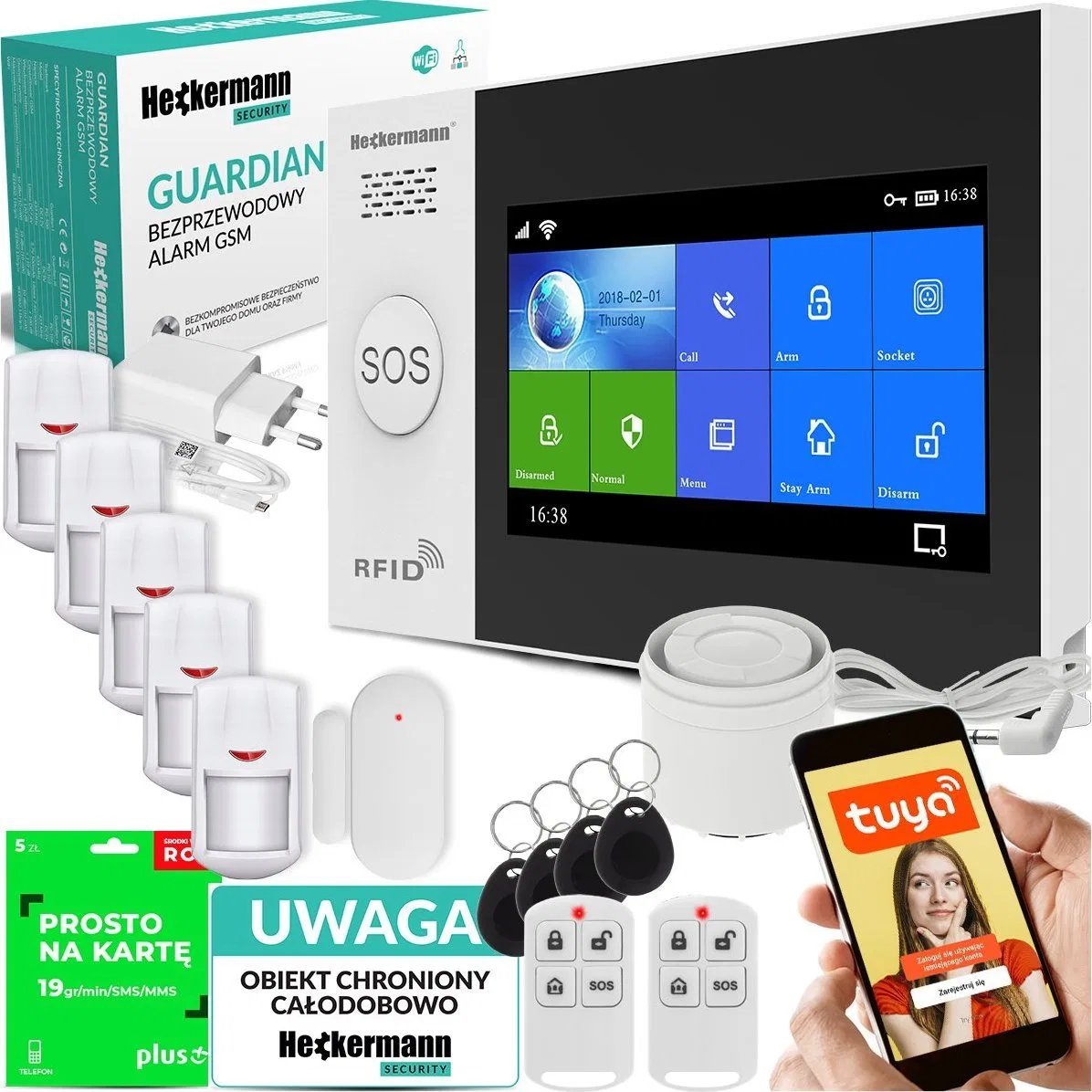 Heckermann Alarm GSM Heckermann Guardian V Tuya BOX + 4xPIR