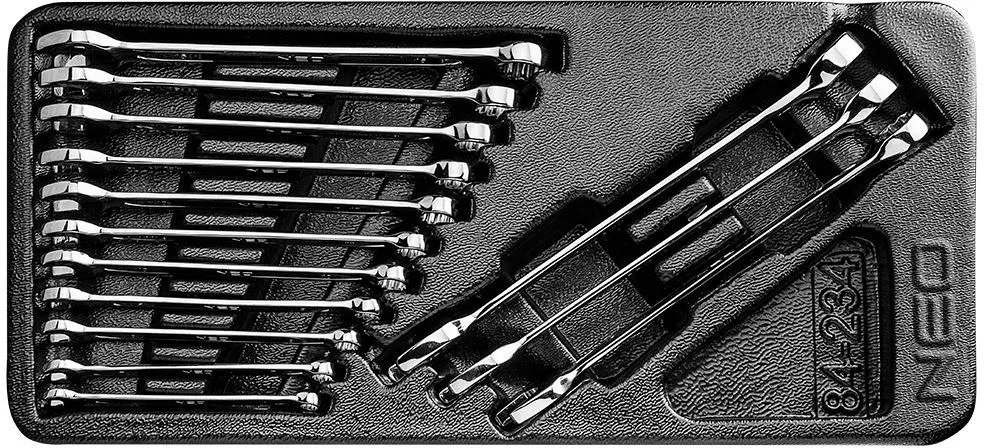 Neo Zestaw kluczy płasko-oczkowych odgiętych 6-19mm 14szt. (84-234)