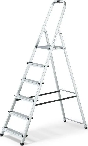 Magazynuj Drabina aluminiowa 6 stopni, wytrzymałość 150 kg - PRO